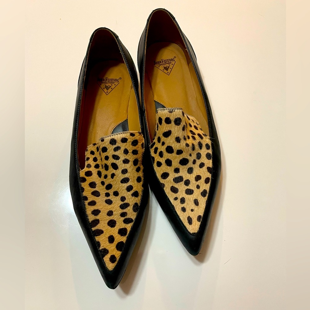 SOLD John Fluevog Leopard print flats in women’s size 10